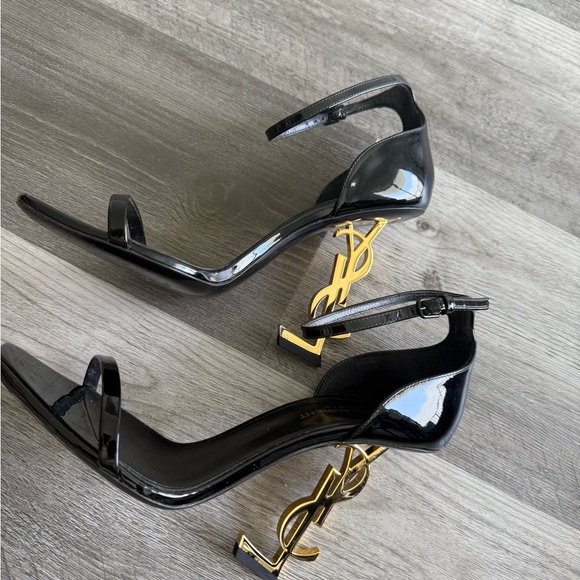 Yves Saint Laurent Black and Gold Heels with Stiletto - Picture 1 of 4